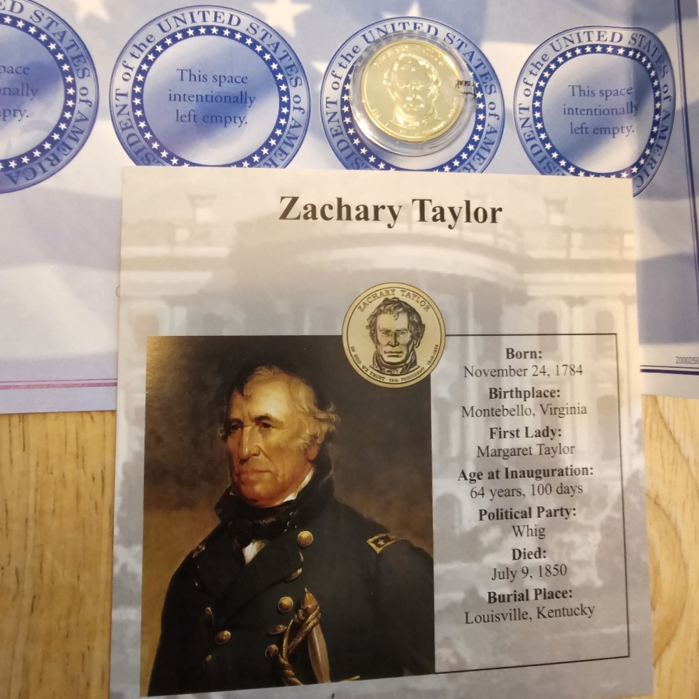UNC US Mint Golden Presidential Dollar-Zachary Taylor